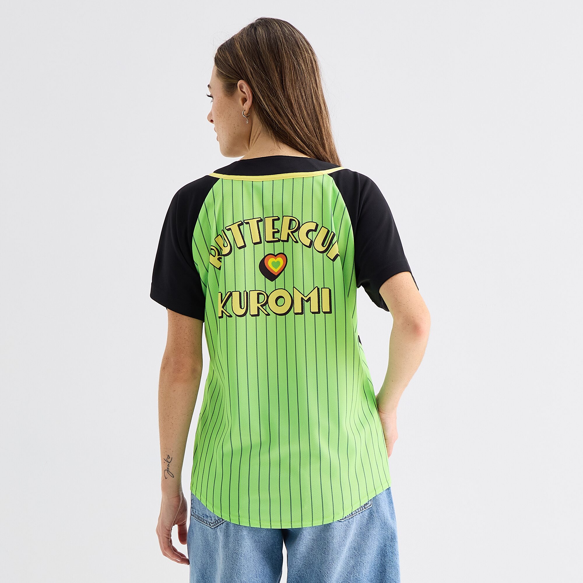 Hello Kitty® And Friends X The Powerpuff Girls™ Womens Juniors V Neck Short Sleeve Baseball Jersey