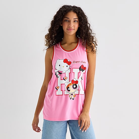 Hello Kitty® And Friends X The Powerpuff Girls™ Womens Juniors Crew Neck Basketball Jersey