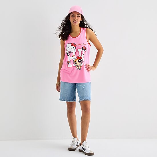 Hello Kitty® And Friends X The Powerpuff Girls™ Womens Juniors Crew Neck Basketball Jersey