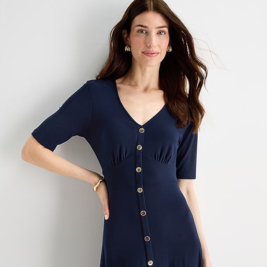 MSK Womens Midi V Neck Short Sleeve Fitted Fit + Flare Dress