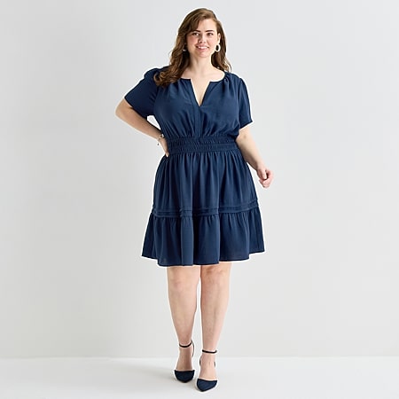 crew neck fit and flare dress Vbvc Women's Sleeveless Crew Neck Fit and Flare Dress,Ladies Solid Color A-Line Flared Skater Mini Dress,Work Casual and Cocktail Party Wear For Women