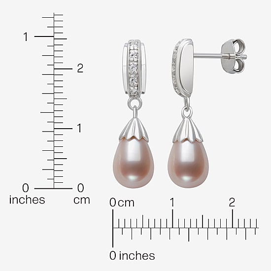 Limited Quantities! Womens Pink Cultured Freshwater Pearl Sterling Silver Drop Earrings