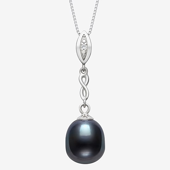 Limited Quantities! Womens Dyed Black Cultured Freshwater Pearl Sterling Silver 18 Inch Pendant Necklace