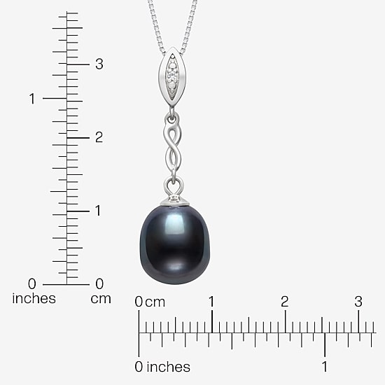 Limited Quantities! Womens Dyed Black Cultured Freshwater Pearl Sterling Silver 18 Inch Pendant Necklace
