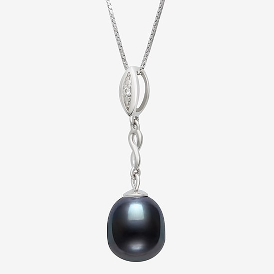 Limited Quantities! Womens Dyed Black Cultured Freshwater Pearl Sterling Silver 18 Inch Pendant Necklace