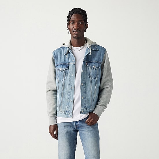 Levi's® Hybrid Hoodie Mens Denim Hooded Lightweight Trucker Jacket