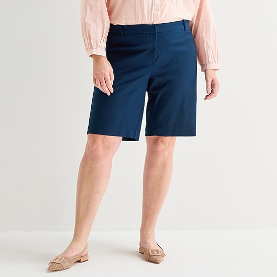 Liz Claiborne Womens 11 1/2" High Rise Plus Bermuda Short