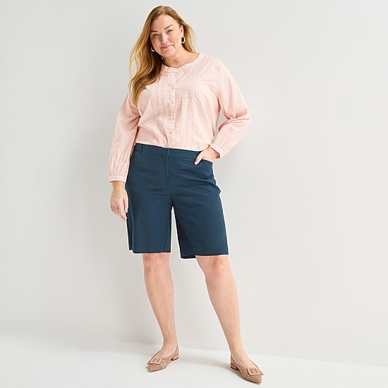 Liz Claiborne Womens 11 1/2" High Rise Plus Bermuda Short