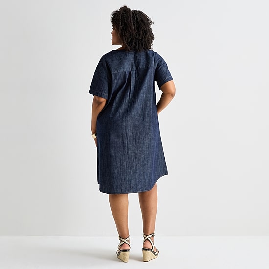 Liz Claiborne Womens Plus Short Sleeve Shirt Dress