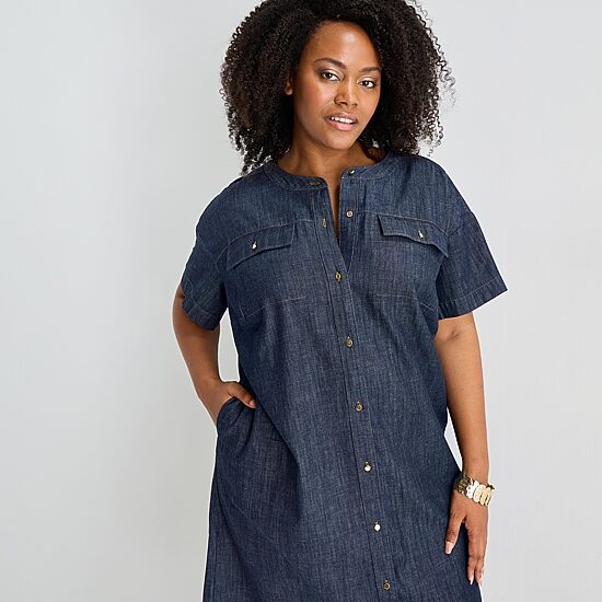 Liz Claiborne Womens Plus Short Sleeve Shirt Dress