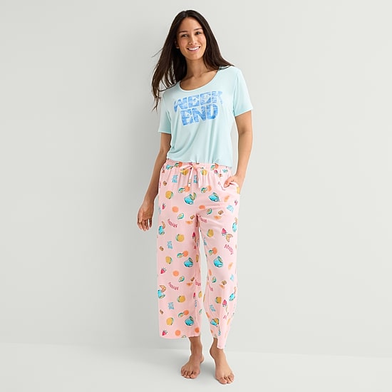 Sleep Chic Womens Poplin Pajama Capri Pant