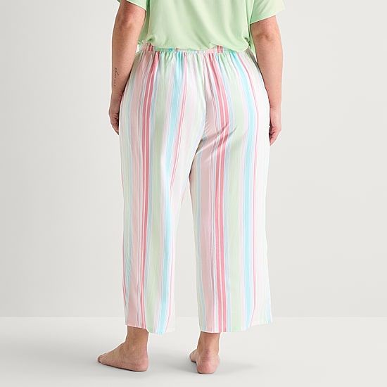 Sleep Chic Womens Plus Poplin Pajama Capri Pant