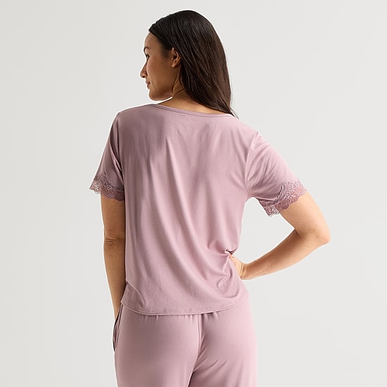 Ambrielle Womens Scoop Neck Short Sleeve Pajama Top