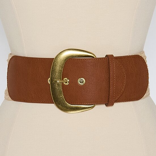 A.N.A Natural Woven Belt With Pu Buckle Womens Belt