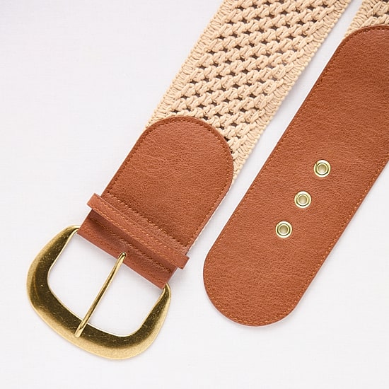 A.N.A Natural Woven Belt With Pu Buckle Womens Belt