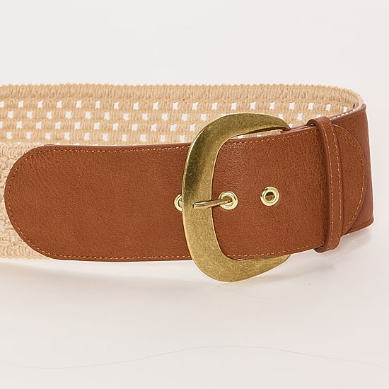 A.N.A Natural Woven Belt With Pu Buckle Womens Belt