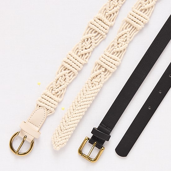 A.N.A Macarame And Solid Belt Set 2-pc. Womens Belt