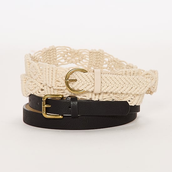 A.N.A Macarame And Solid Belt Set 2-pc. Womens Belt