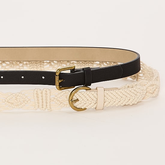 A.N.A Macarame And Solid Belt Set 2-pc. Womens Belt