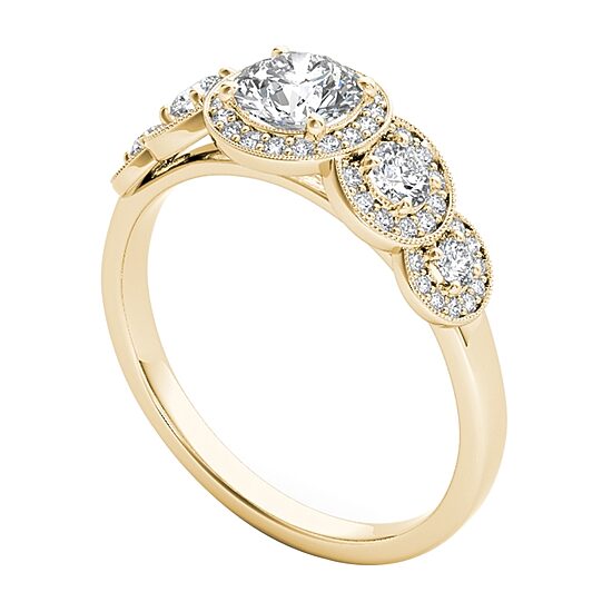 1 CT.T.W. Natural Round Diamond 14K Gold Engagement Ring