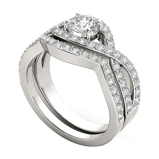 14K White Gold 1 1/2 CT Natural Diamond Set