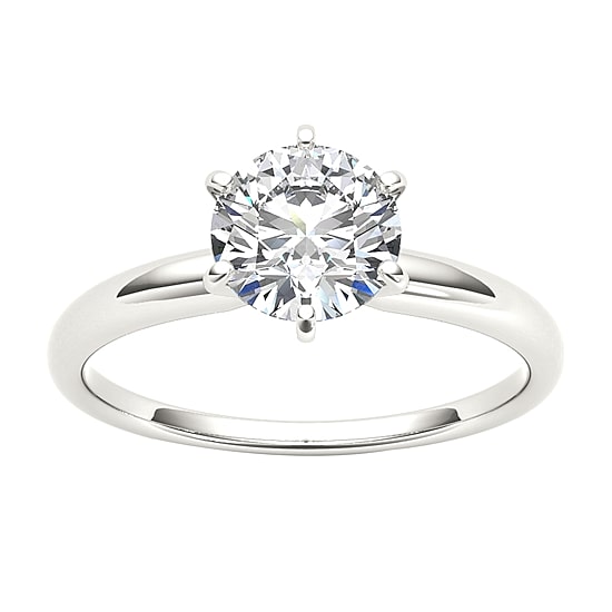 Womens 1 CT. Natural White Diamond 14K Gold Round Solitaire Engagement Ring