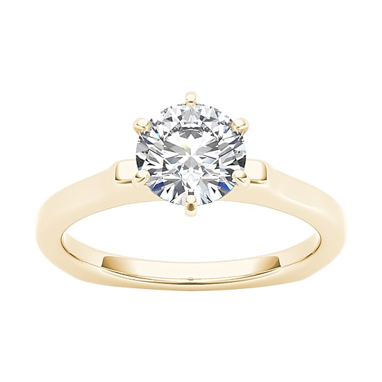 Womens 1 CT. Natural White Diamond 14K Gold Round Solitaire Engagement Ring