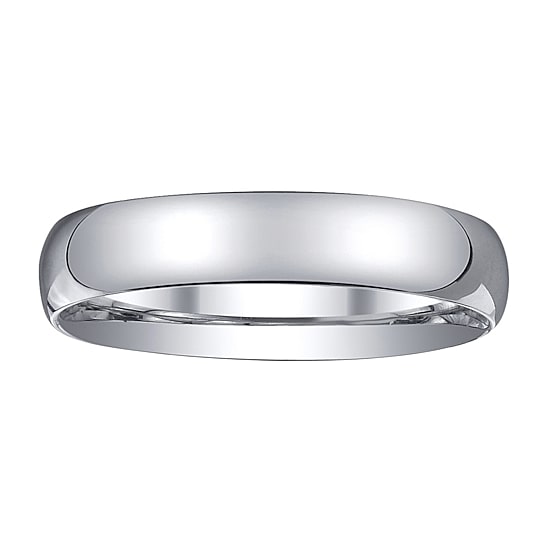  Womens 4mm Silver Domed Wedding Band Ring