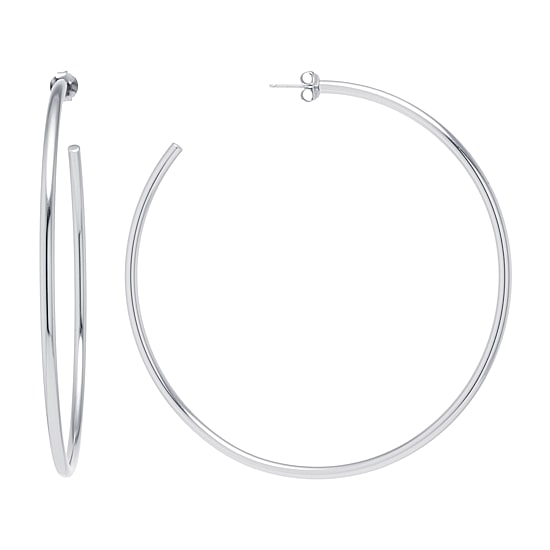 Sterling Silver Round 86 MM Hoop Earrings