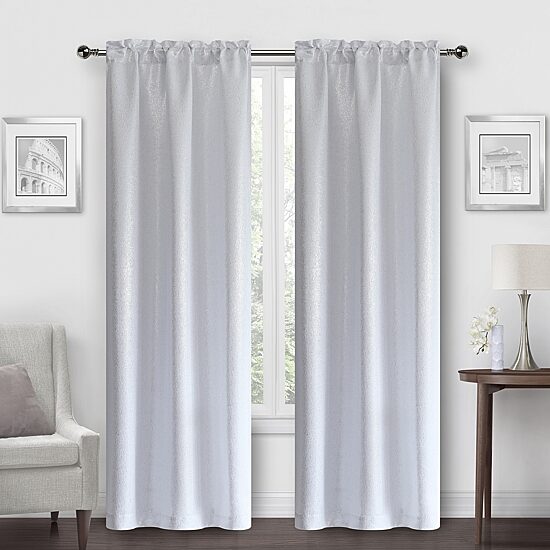 Regal Home Alivia Metallic Stripe Rod Pocket Energy Saving Blackout Set of 2 Curtain Panel