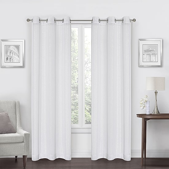 Regal Home Hemstitch Metallic Grommet Top Sheer Set of 2 Curtain Panel