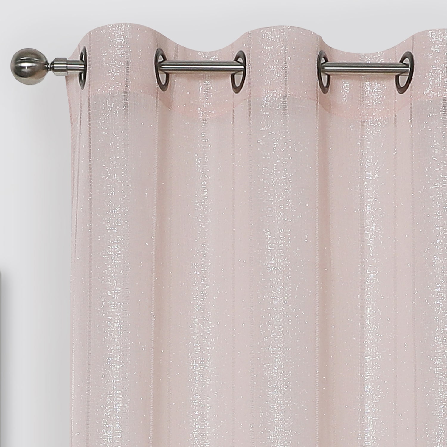 Regal Home Hemstitch Metallic Grommet Top Sheer Set of 2 Curtain Panel