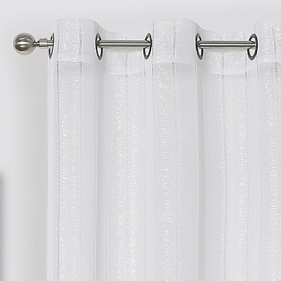 Regal Home Hemstitch Metallic Grommet Top Sheer Set of 2 Curtain Panel