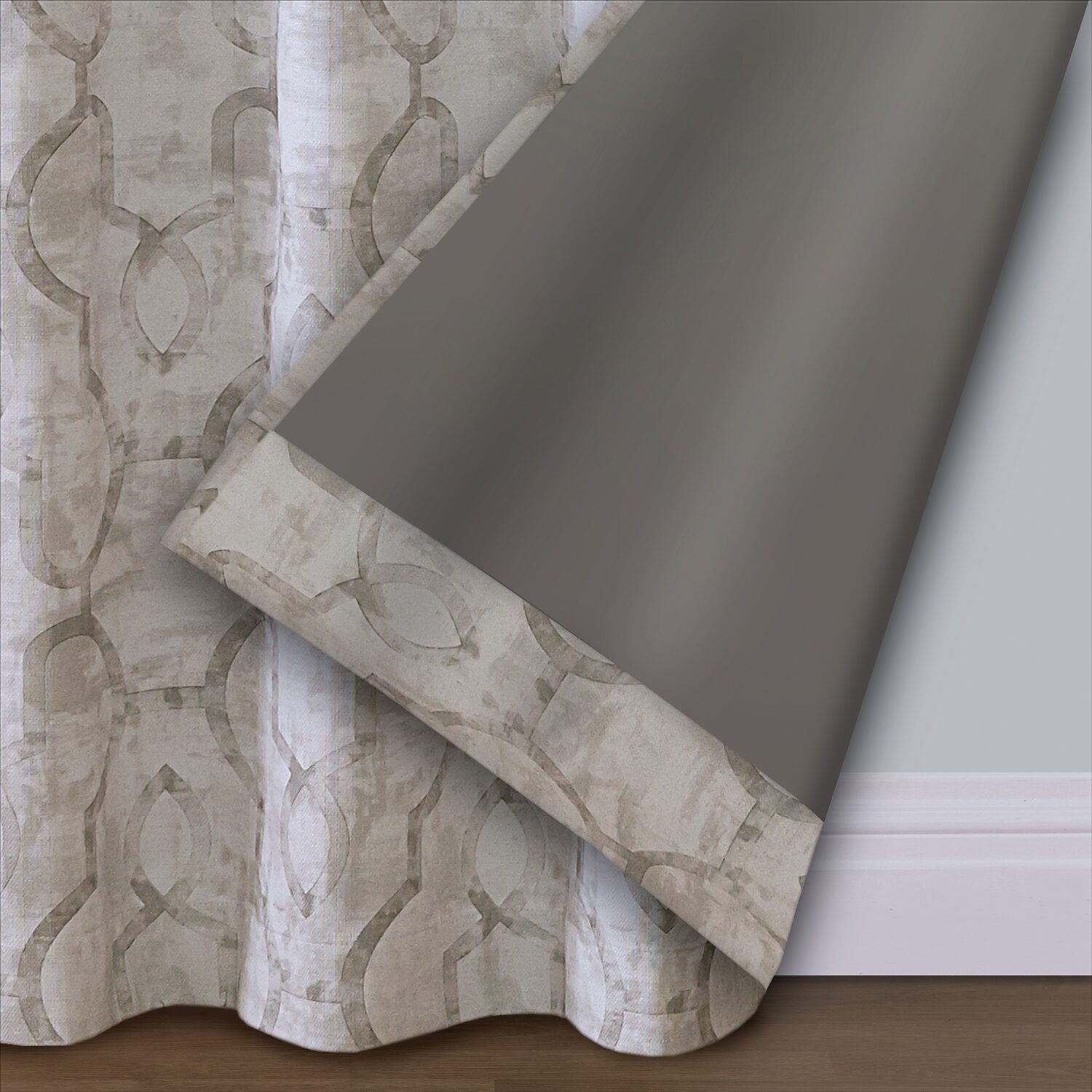 Max Blackout Emerson Scroll Grommet Top 100% Single Curtain Panel