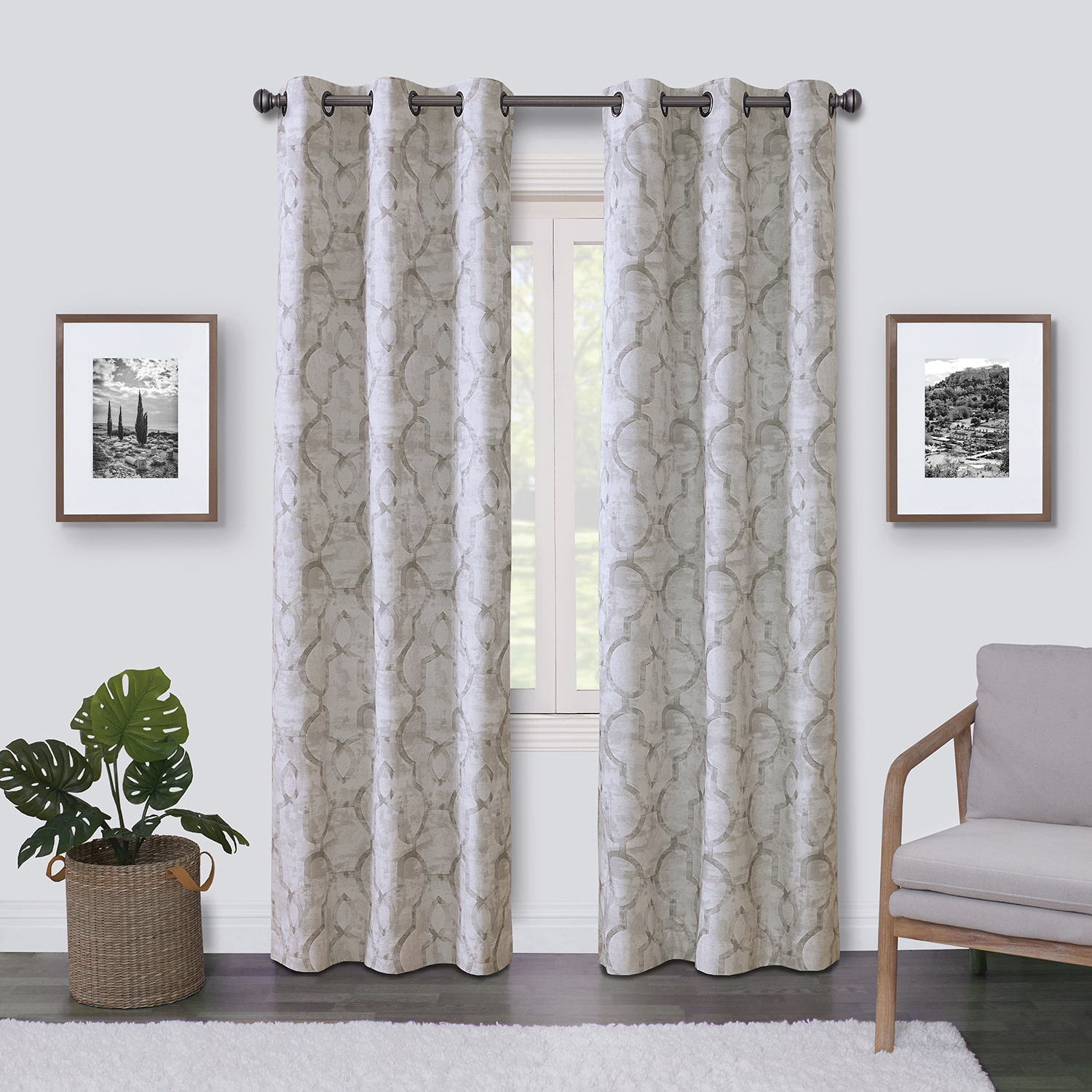 Max Blackout Emerson Scroll Grommet Top 100% Single Curtain Panel