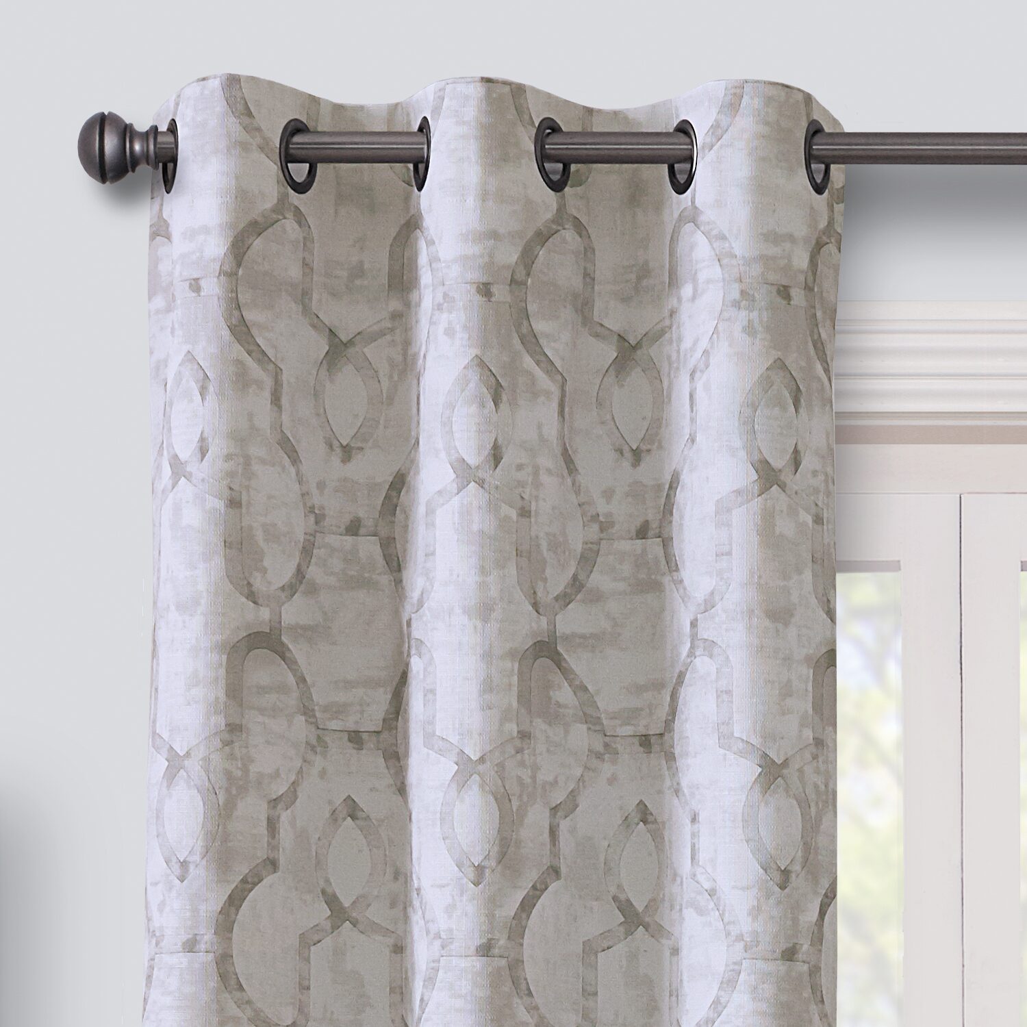 Max Blackout Emerson Scroll Grommet Top 100% Single Curtain Panel