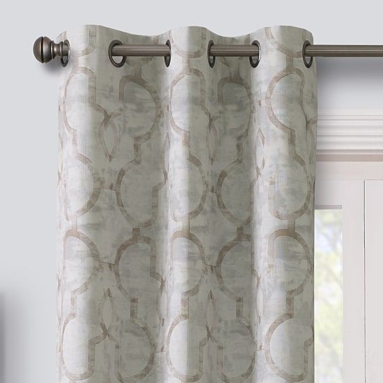 Max Blackout Emerson Scroll Grommet Top 100% Blackout Single Curtain Panel