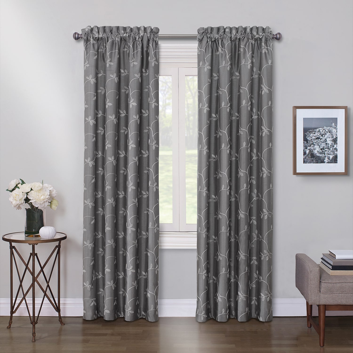 Max Blackout Mystique Rod Pocket Embroidered 100% Single Curtain Panel