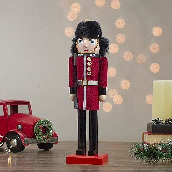 14'' Red and Black Royal Guard Christmas Nutcracker Soldier with Rifle