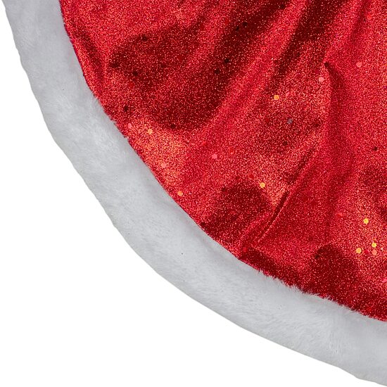 20'' Red Glittered Mini Christmas Tree Skirt With a Faux Fur Trim