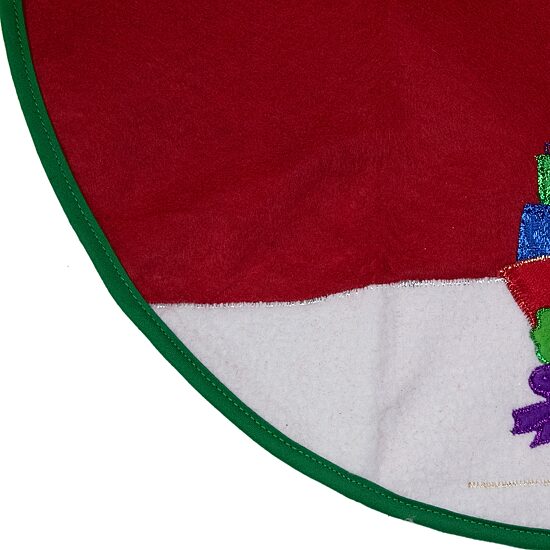 20'' Red and White Loaded Sleigh in the Snow Mini Christmas Tree Skirt