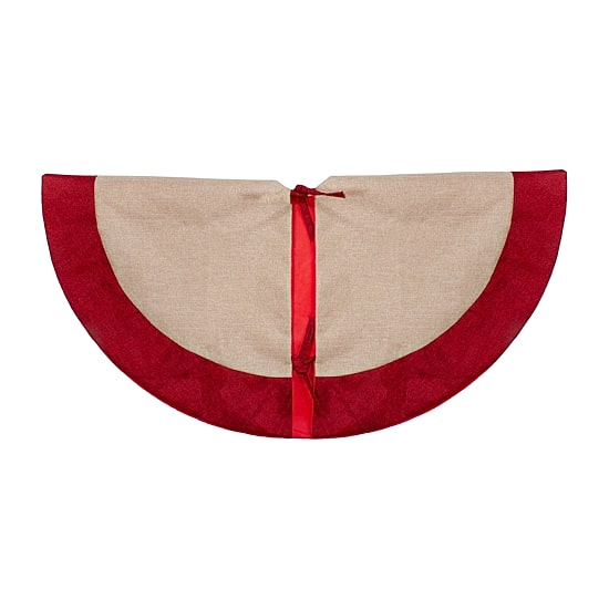 36'' Burlap Santa Claus in Sleigh Embroidered Christmas Tree Skirt