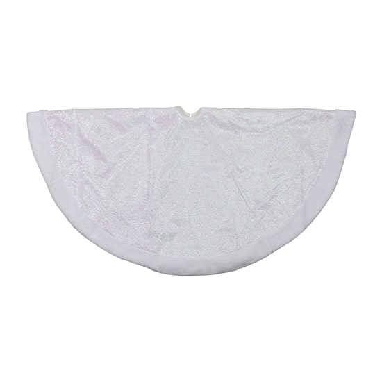48'' White Iridescent Glitter Snowflake Christmas Tree Skirt