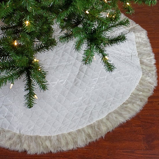 48'' Beige and Ivory Contemporary Christmas Tree Skirt