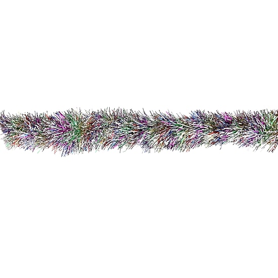 50' x 3'' Silver Tinsel Rainbow Artificial Christmas Garland - Unlit