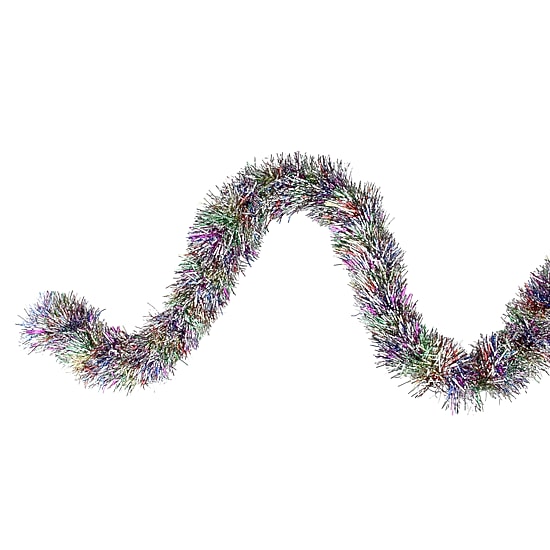 50' x 3'' Silver Tinsel Rainbow Artificial Christmas Garland - Unlit