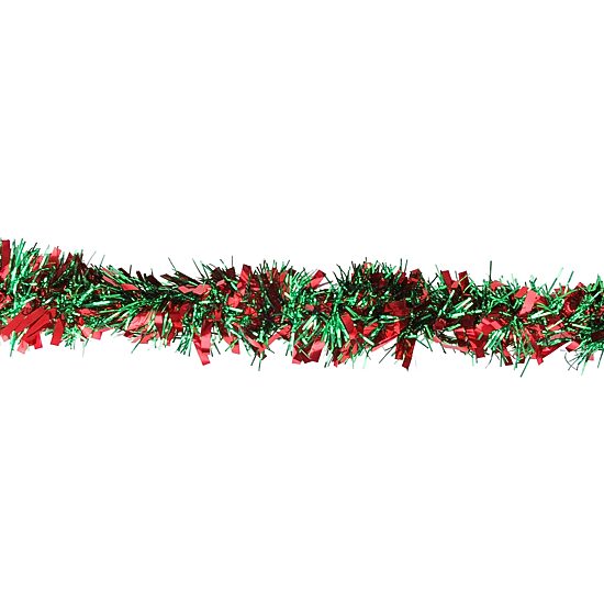 50' x 4'' Shiny Green and Red Wide Cut Tinsel Christmas Garland - Unlit