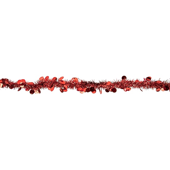 50' x 2.5'' Red Tinsel Christmas Garland with Polka Dots - Unlit