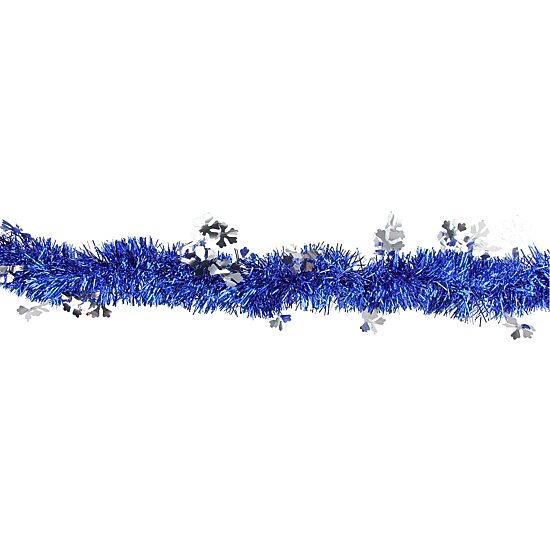 50' Lavish Blue and Silver Snowflakes Christmas Tinsel Garland - Unlit