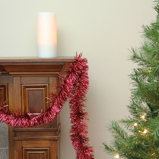 50' Traditional Shiny Red 6 Ply Christmas Foil Tinsel Garland - Unlit